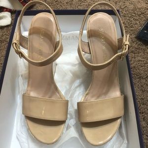 Stuart Weitzman
Bambina Aniline Single Sky Singlesky Wedge Sandals